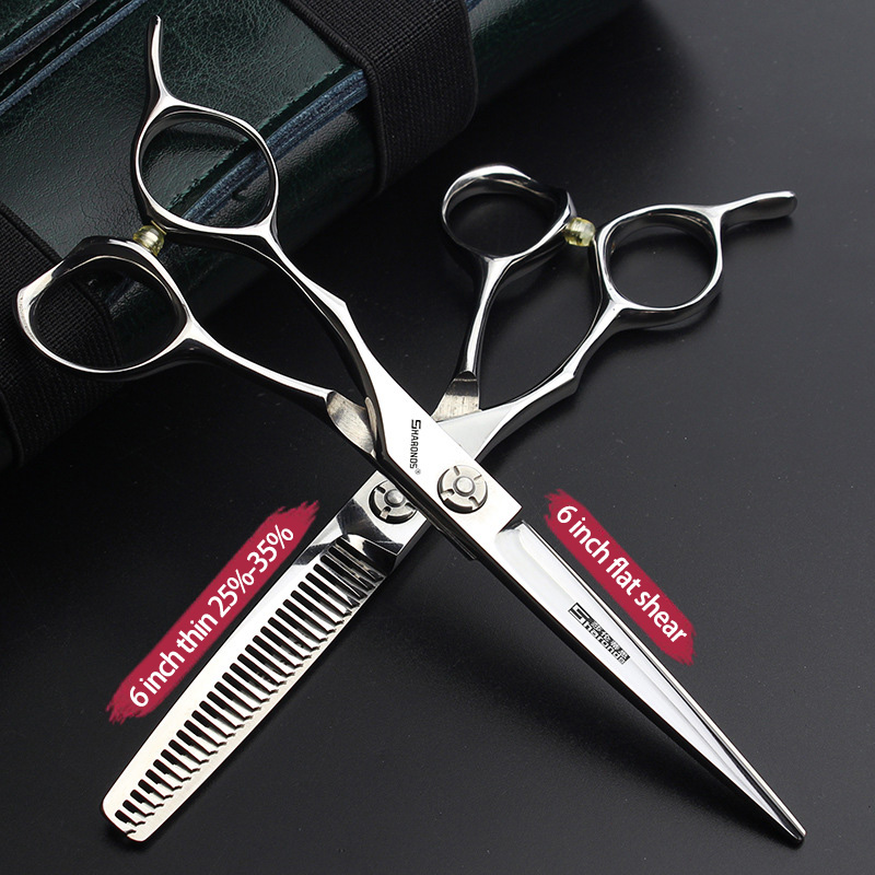 Linkshandige professionele trimschaar, tondeuse platte schaar, tandschaar 5,5 inch 6 inch haarsnijgereedschap: Beige