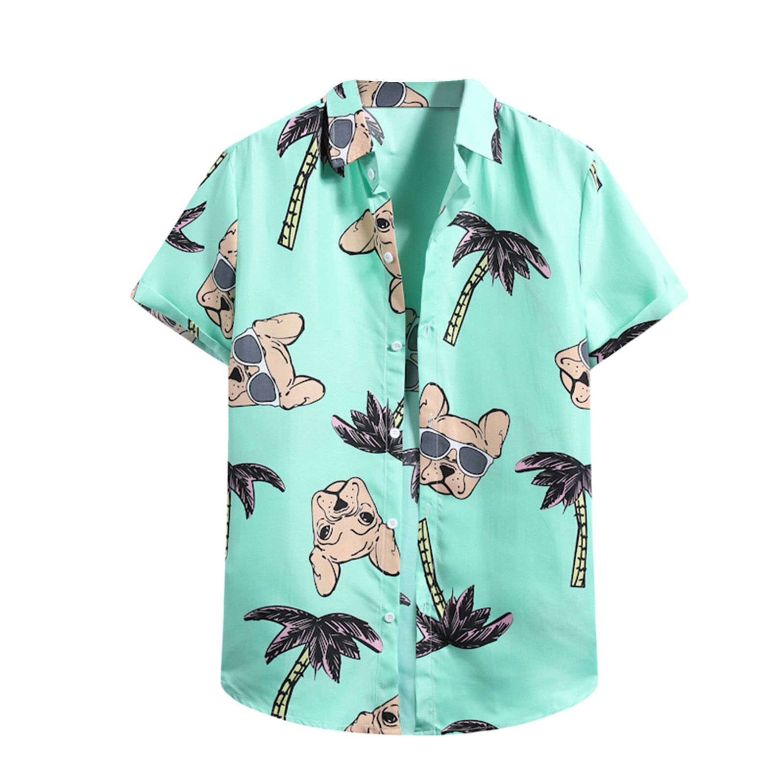 Men's Casual Hawaiian Print Short Sleeve Turn Down Collar Shirt Blouse Men Clothing Streetwear Men Button Shirt Camisa Masculina