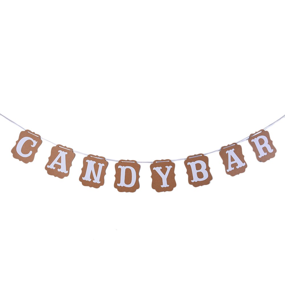 CANDY BAR Letters Hanging Flag Kraft Paper Cardboard Bunting Banner Party Pull Flowers for Wedding Birthday Baby Shower fine