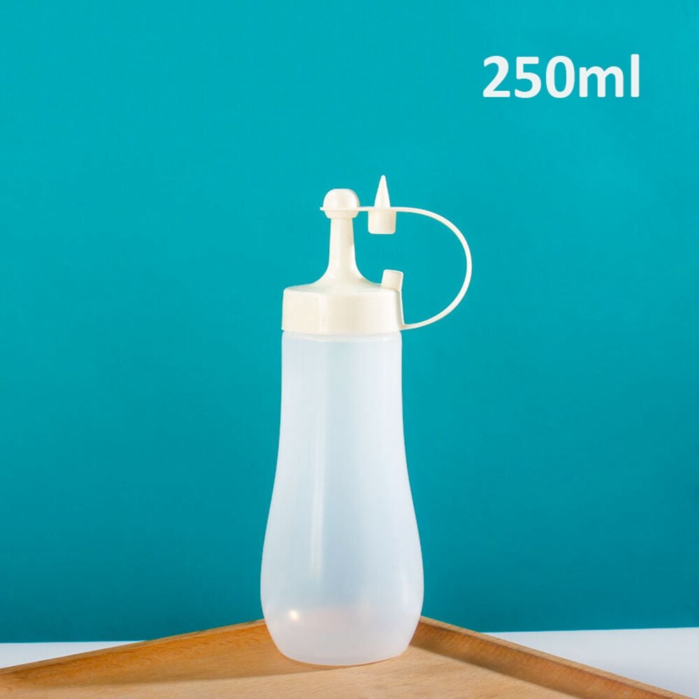 250/360/480/720ml bouteille de compression avec bouchon pour Ketchup moutarde Mayo Sauces chaudes huile d'olive Condiment presser bouteille outils de cuisine: 250ml-White