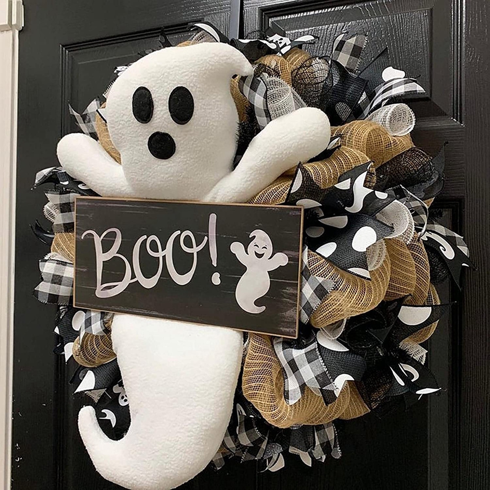 Halloween Wreath Cute Ghost Decorative Door Hangings Festival Garland Halloween Atmosphere Decorations Party Wreaths Decor