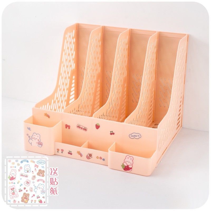 Kawaii Desk Organizer File Tray Desk Book Stand Office Desk Book Storage Box Bookends Book Shelf Stationery Organizer: 5