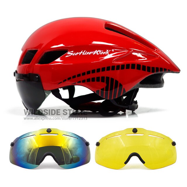 Pyöräilykypärän linssi magneettisuojalasit vuoristotie pneumaattinen tt pyöräilykypärä miesten triathlon tt pyörä casco ciclismo 3 linssi: Väri 4 3 linssillä