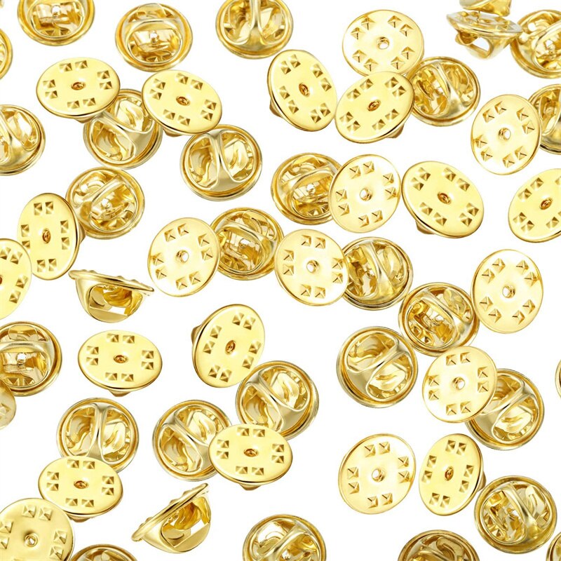 100 stücke Gold Rhodium Farbe Kupfer Nagel Krawatte Tack Revers Pin Zurück Kupplung Streuen Schmetterling Verschluss Squeeze Abzeichen Halter DIY schmuck