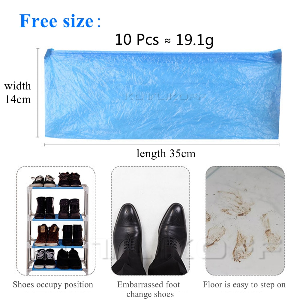 100 stk engangs sko støvbetræk pose plast vandtæt sko betræk organisator regnvejrsdag udendørs rengøring skobetræk poser