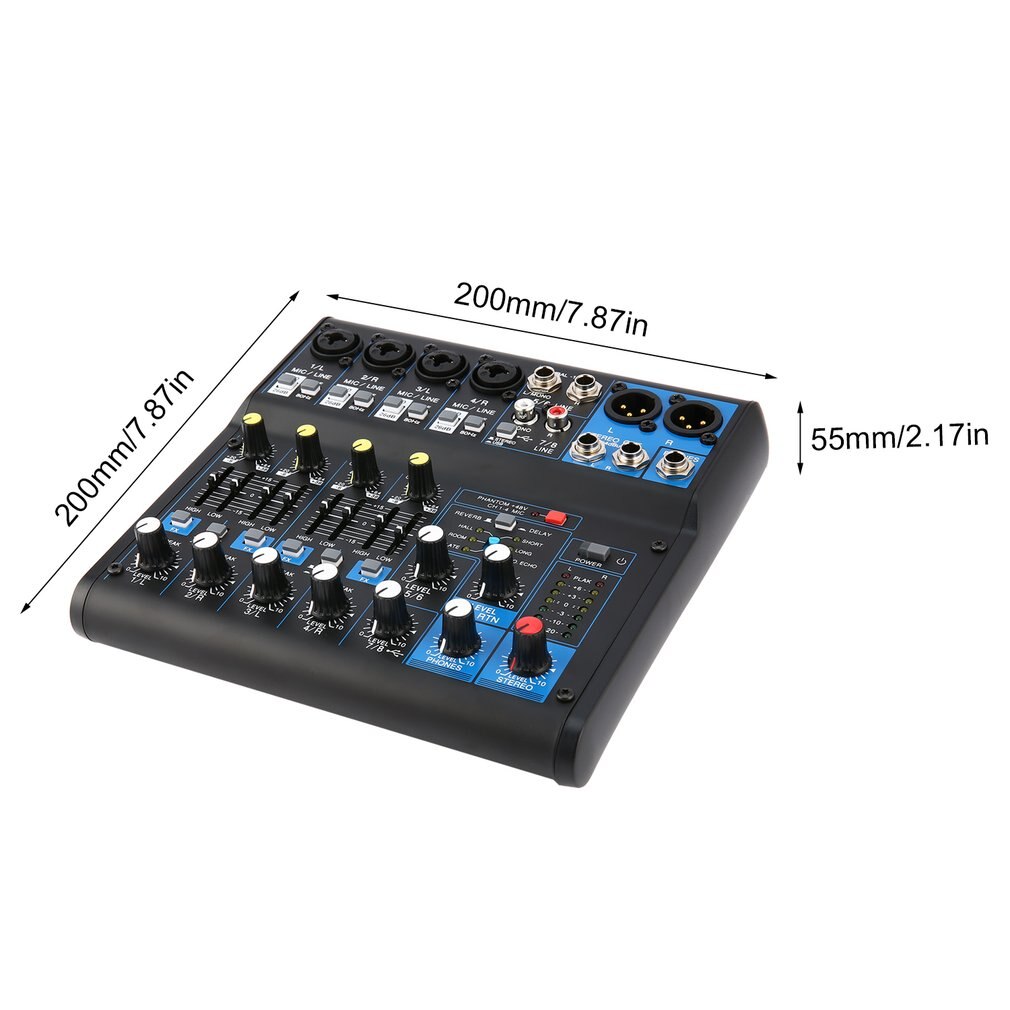 8 Channel DJ Mixer Audio Power Mixing Amplifier digital mixer USB Slot 16DSP +48V Phantom Power US Plug