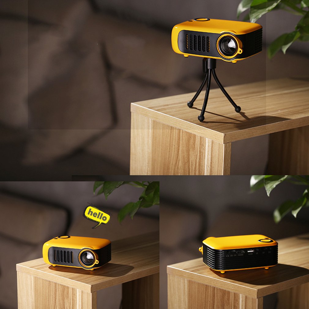 A2000 Home Mini Pico Projector Led Entertainment Support Hd Projector Highlight Optical Lens Multifunctional Interface Orange