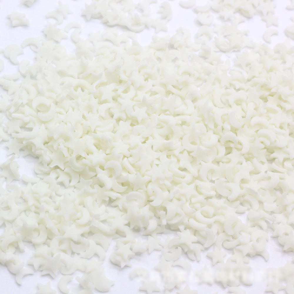 Arcilla polimérica para manualidades, lámina luminosa con forma de luna y estrella, para hacer álbumes de recortes, manualidades, manualidades, arte de uñas, Material de relleno de barro de cristal, 100g