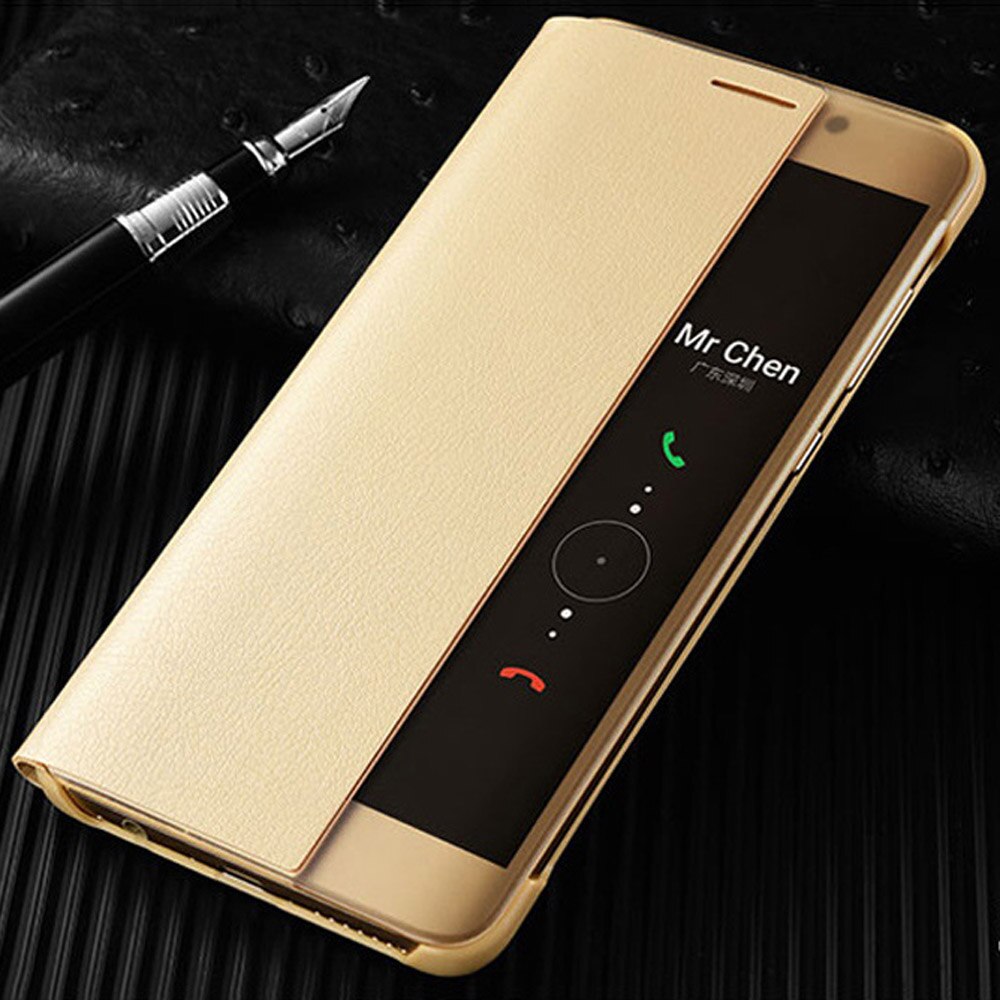 Smart view cover til huawei mate 10 pro mate 10 pro magnetisk stødsikkert cover til huawei mate 10 pro 10 pro flip læder telefoncover: Til kompis 10 / Guld