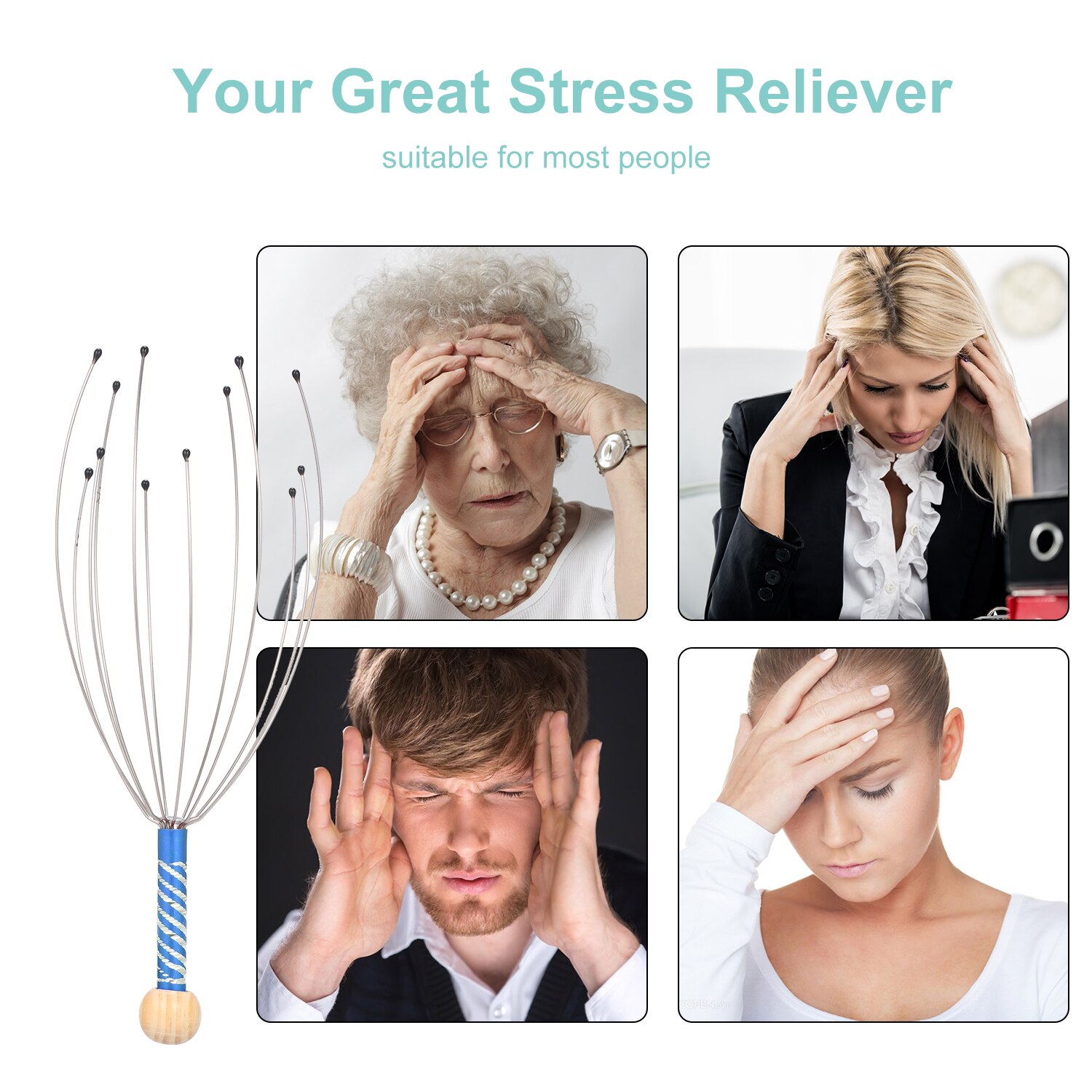 3pcs Head Massagers Scalp Scratchers Handheld Scratcher for Head Body Relaxing Massage Tools Random Color