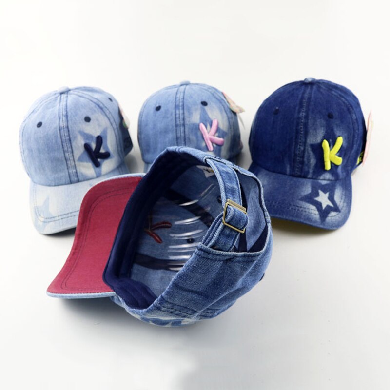 Korean Baby baseball caps boy girl hat Children's hats autumn Embroidery letters K denim Toddler hip hop cap kids snapback