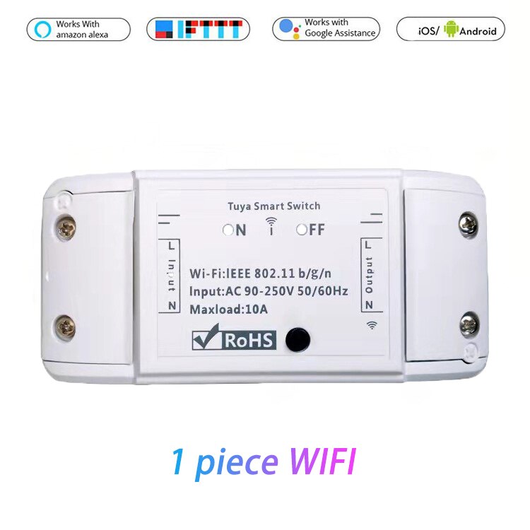 WiFi Smart Light Switch Breaker Timer Wireless Tuya Smart Life APP Remote Control Works With Alexa Google Home Smart Home: 1 piece WIFI