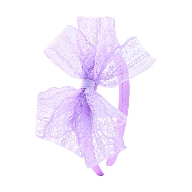 Candygirl-Diadema de encaje de los años 80, accesorios de disfraces para temática de los años 80, sin dolor de cabeza, diadema de lazo de encaje de neón para Halloween: purple headband