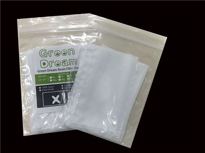Pochettes filtrantes Green Dream Rosin | 20 pièces, 1.75 pouces par 4 pouces, 25mic