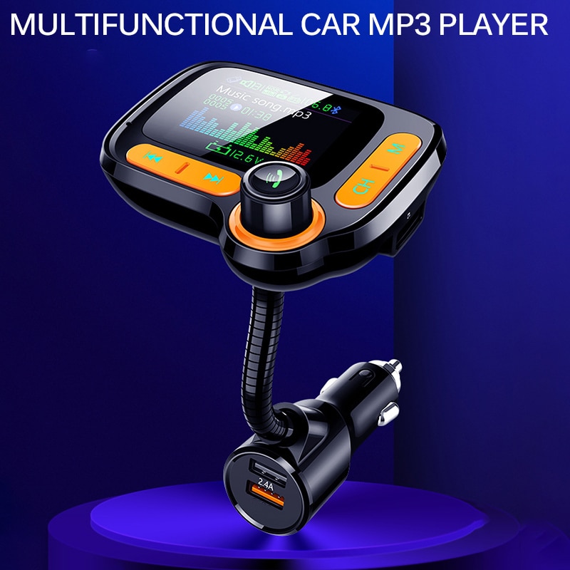 TIOODRE Car Mp3 Player FM Transmitter Bluetooth 5.0 AUX Hands-Free Car Modulator Color Screen Car Kit Dual USB Fast Charger