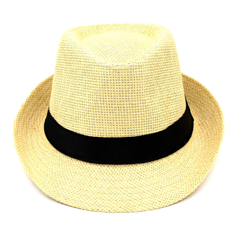 Mistdawn søde sommer børn drenge piger halm fedora trilby hat børn strand sol hatte størrelse 54cm: Lysebrun