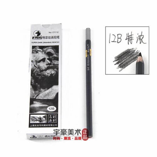 12 PCS Maries Schets Potlood 2B 4B 6B 8B 10B 14B Schilderij Tekening Potlood Creatieve Potloden: 12B