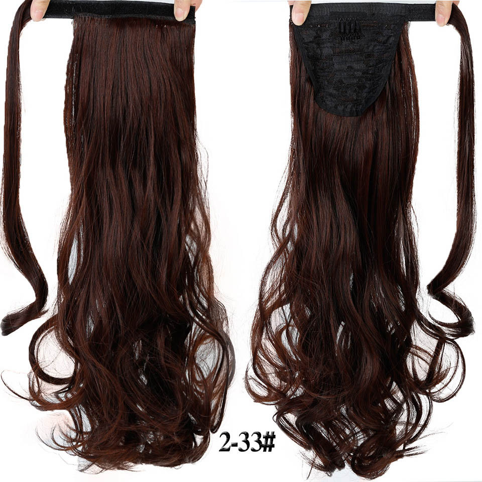 AILIADE Women Long Corn wavy Wrap Around Magic Paste Ponytail Hair Extension Resistant High Temperature Hairpieces Synthetic: #144
