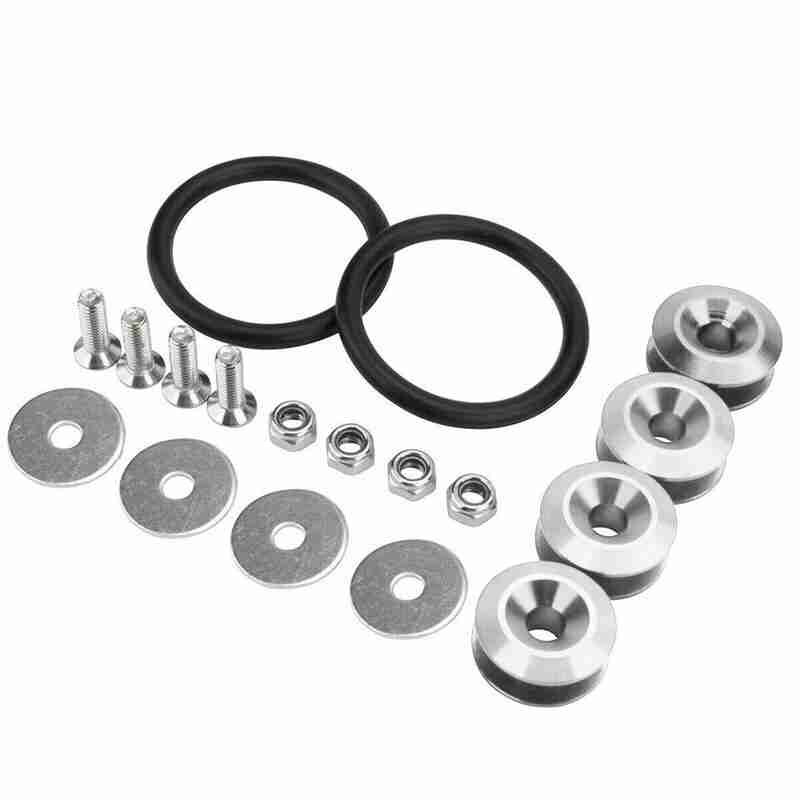 General JDM Aluminum Quick Release Fastener Bumper Quick Release Fixed Clip Fender Washer Reinforced Screw Auto Parts Set: Silver
