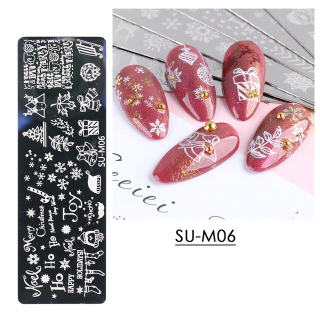 Butterfly Daisy Nail Stamping Plates Abstract People Face Image Stamp Templates French Nail Flower Lines Transfer Stencil KUI2.4: SU-M06