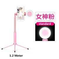 tripod holder stand LED ring light selfie Double color temperature lamps photo video photography smartphone for phone: 1.2M Pink