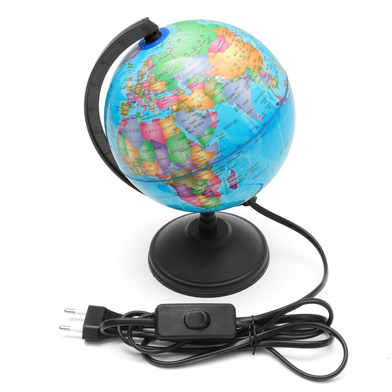 14CM LED Light World Earth Globe Map Geography Educational Toy With Stand Home Office Ideal Miniatures Office Gadgets