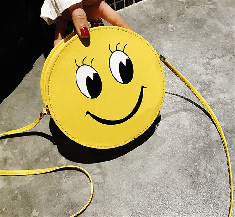 Kleine Ronde Tas Met Smiley Gezicht Leuke Meisje Messenger Bag Cartoon Schoudertas