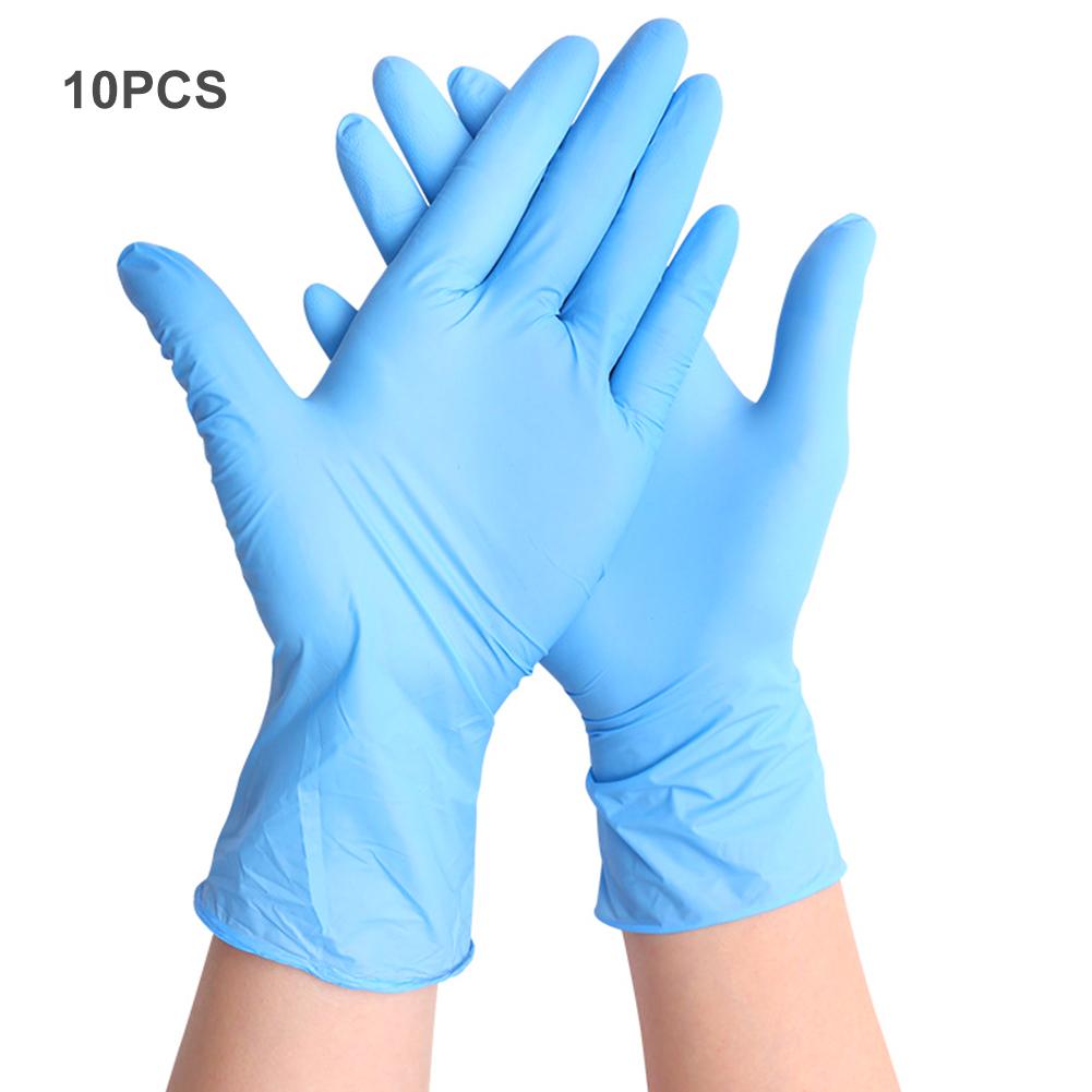 Guantes desechables de nitrilo resistentes al agua, guantes de látex sin polvo para el hogar, cocina, laboratorio, limpieza, 10 Uds.
