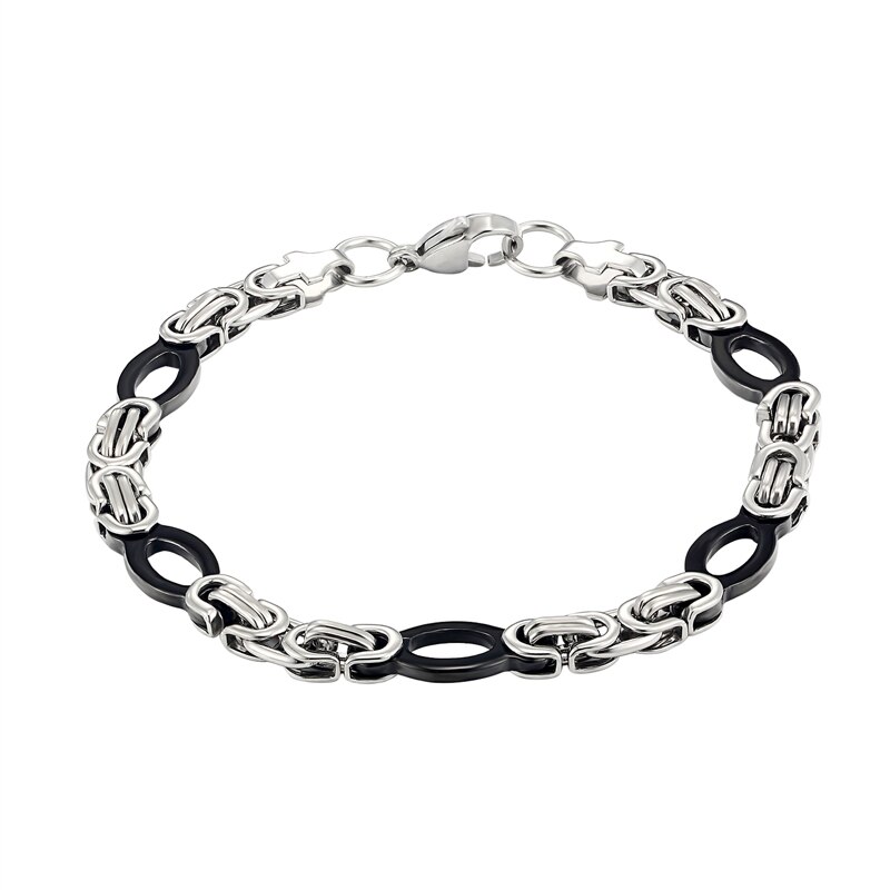 Klassieke titanium stalen zwarte ovale byzantijnse armband voor heren punk sieraden heren armbanden bangles pulsera
