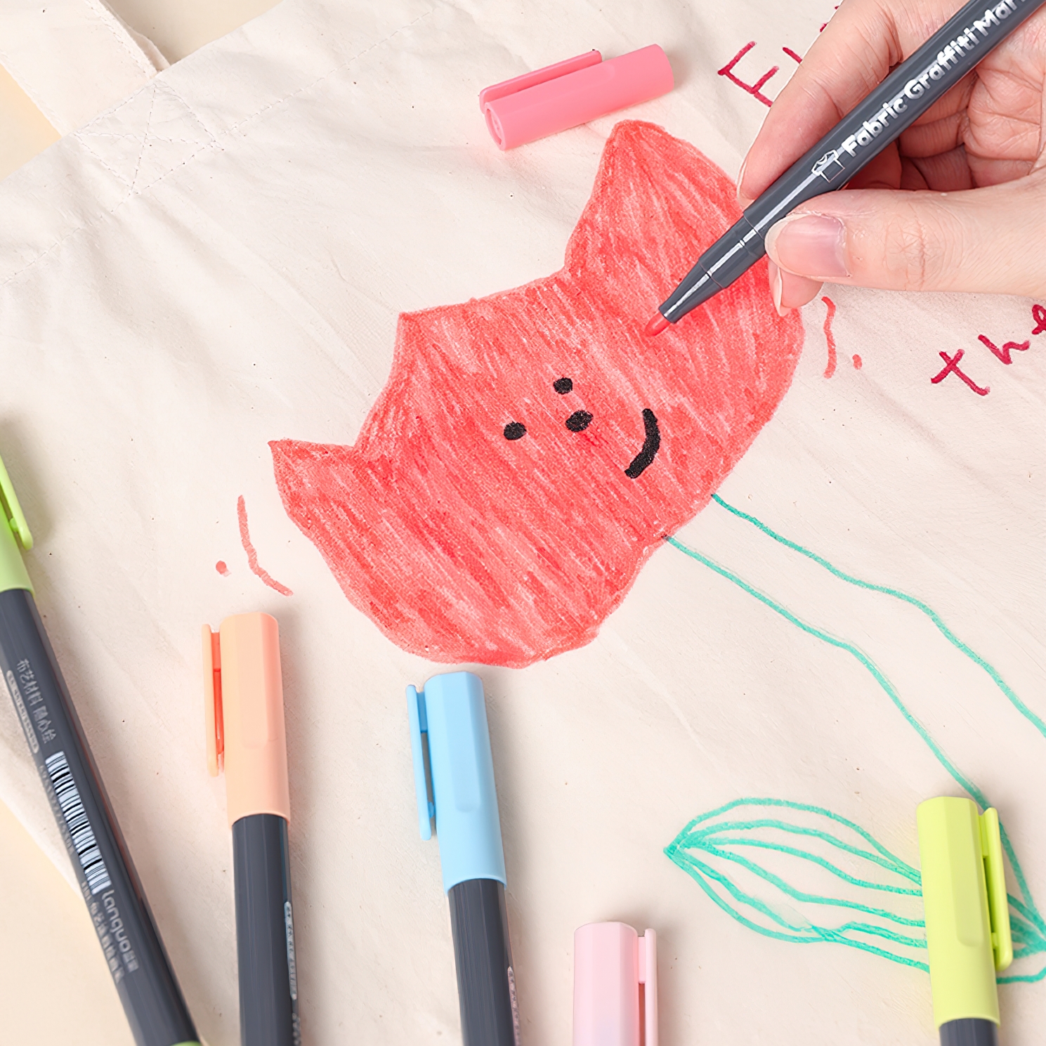 Juego de rotuladores de grafiti de tela, 6 uds., dibujo lavable y reutilizable para lienzo de algodón, lino, pintura DIY, escuela A7723