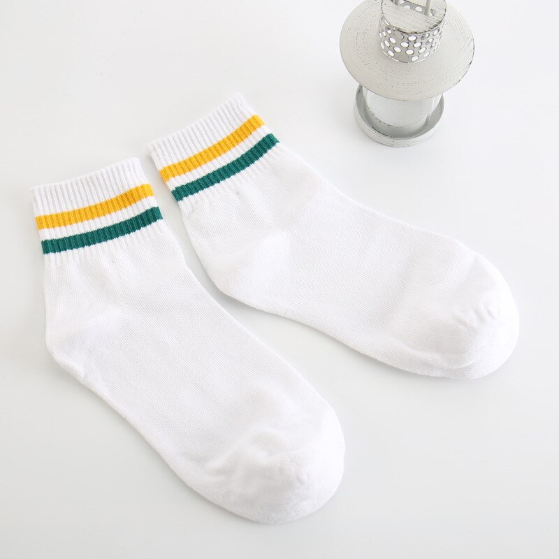 Calcetines a rayas de algodón Midriff para hombre, con dos rayas, estilo College Wind