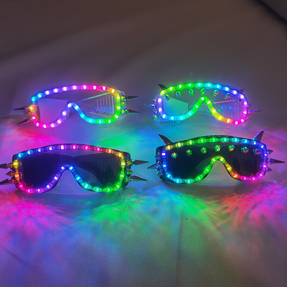 Punk Remote Full Color Remote Flashing LED Glow Glasses LED Ri... – Grandado
