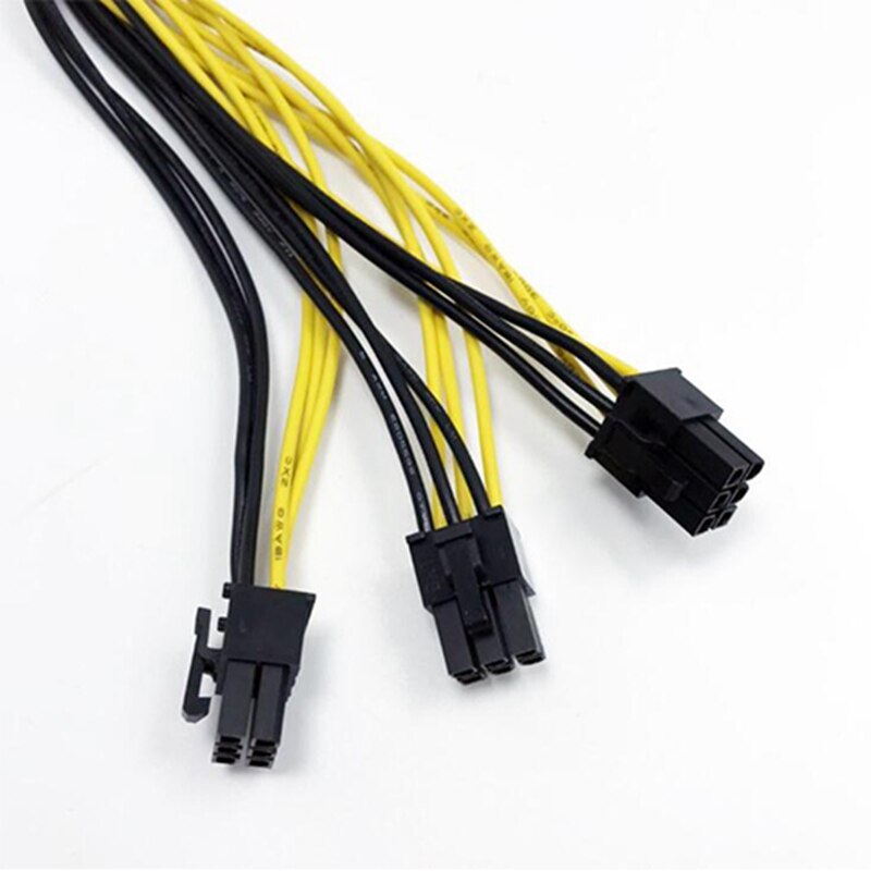 5Pcs Power Supply Cable 1 to 3 6P+2P Miner Adapter Cable 8Pin GPU Video Card Wire 12AWG+18AWG Cables for BTC Mining