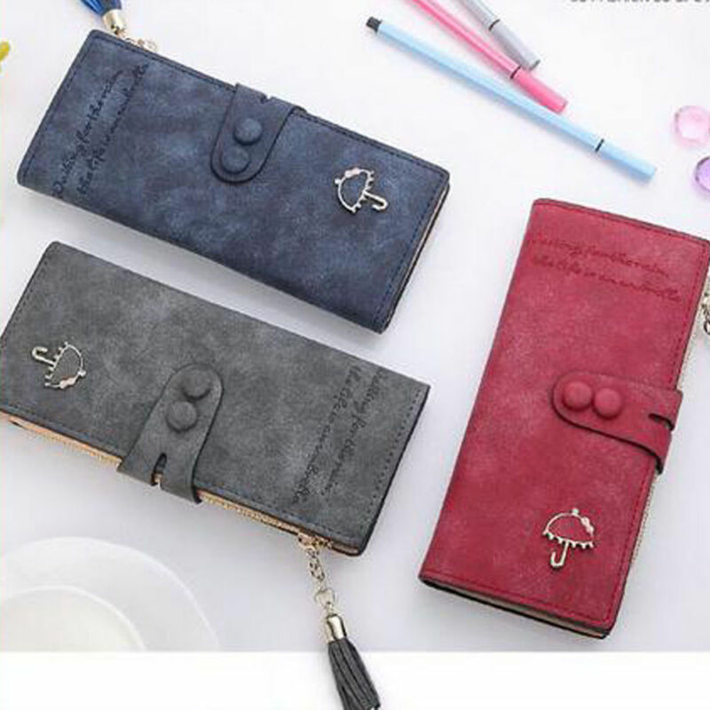Women Leather Bifold Wallet Clutch Card Holders Purse Lady Long Handbag