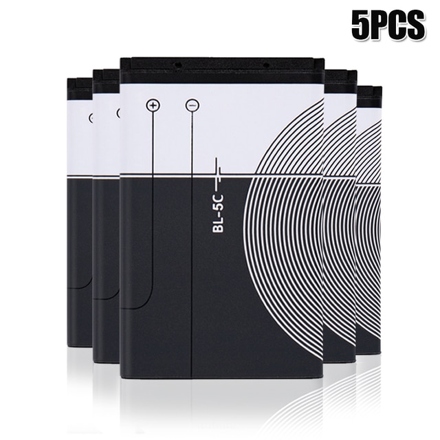 Batteria del telefono ai polimeri di litio BL5C BL-5C BL 5C 3.7V per Nokia 1100 1110 1200 1208 1280 1600 2600 2700 3100 3110 5130 6230 n70: 5pezzi