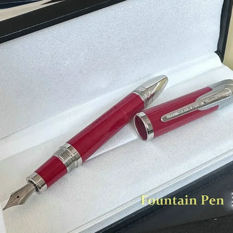 Classique Signature Ferr-ari Gray/Silver Clip Red Piston Rollerball Ballpoint Ink Fountain Pen Office Writing for: Blue / Brown