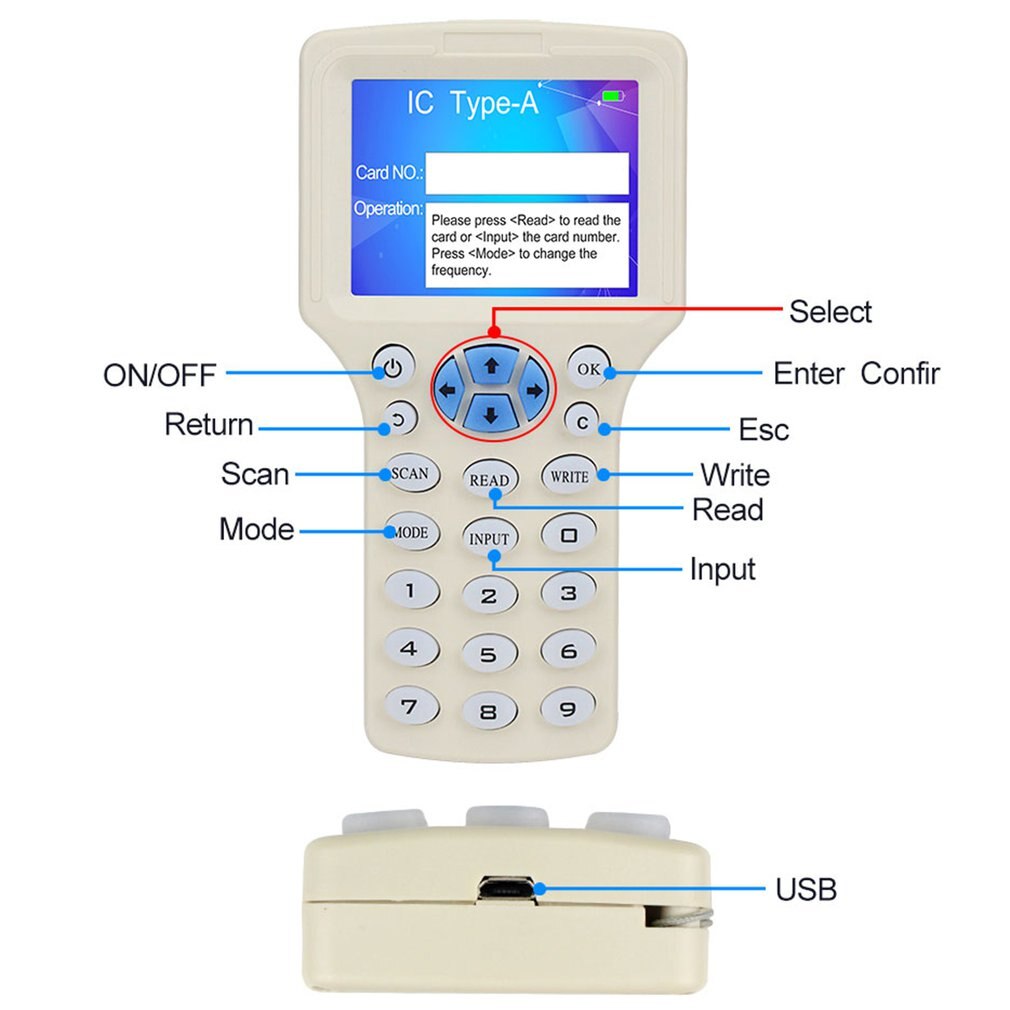 Full Frequency Access Card Full Decode Function Smart Card Key Machine RFID NFC Copier Reader Writer Duplicator