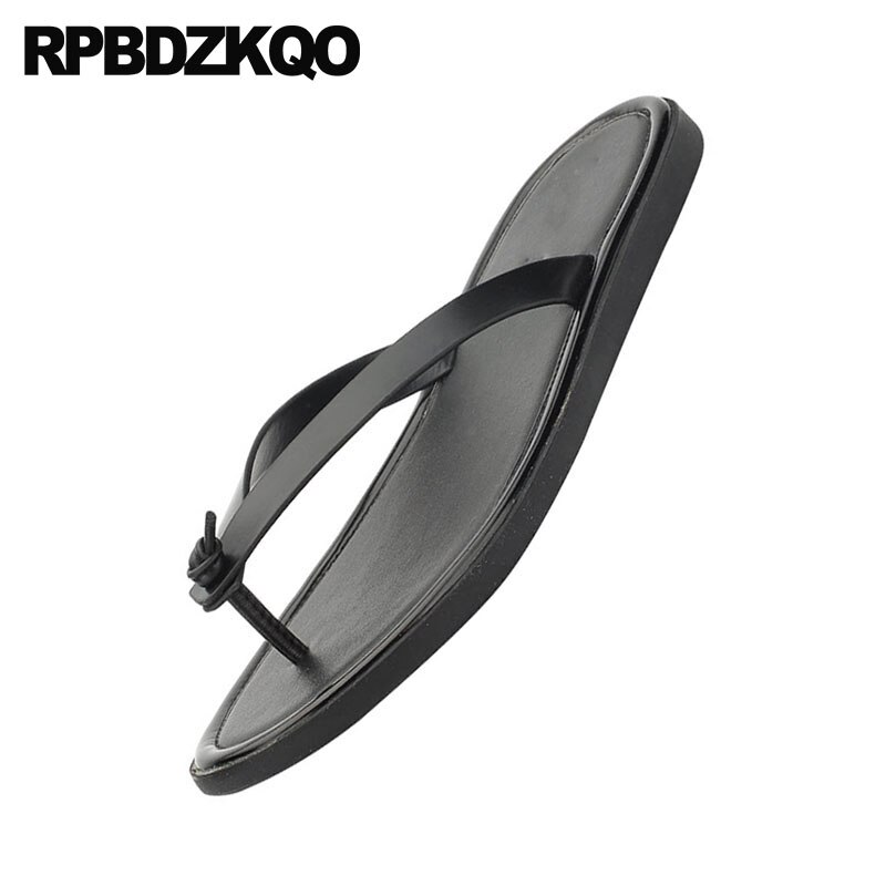 Sandalias Hombre Cuero Verano Chanclas Respirable Ponerse Plano Agua Negro Punta Abierta Zapatillas Zapatos Correa Diapositivas Playa Italiano