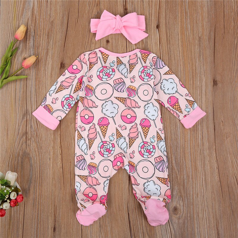 Roupas para bebê recém-nascido de 0 a 6m, menino, menina, manga longa, outono, inverno, macacão infantil, estampa de cabeça, roupa de dormir