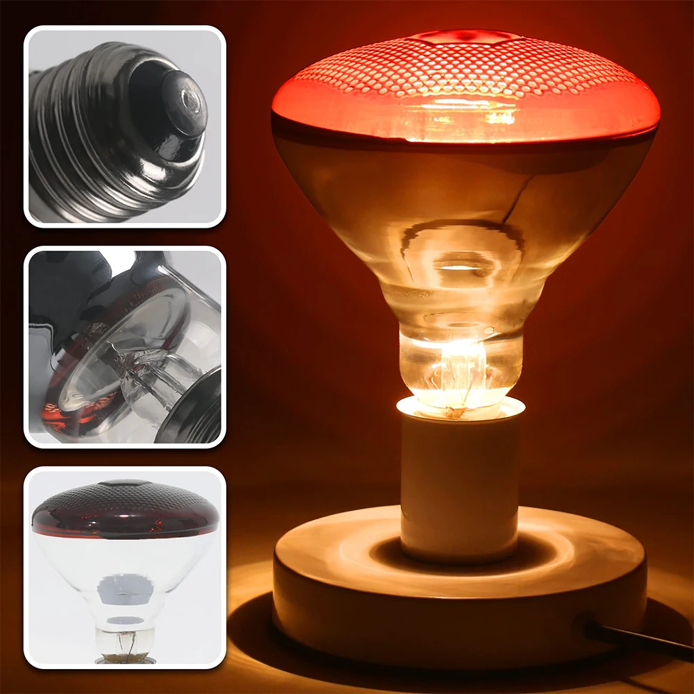 220 V Infrarot-Heizlampe, 100/150/200/275 W, für Amphibien, Reptilien, Geflügel, Haustiere, Vieh, E27, Huhn, Ente, Bauernhofbedarf