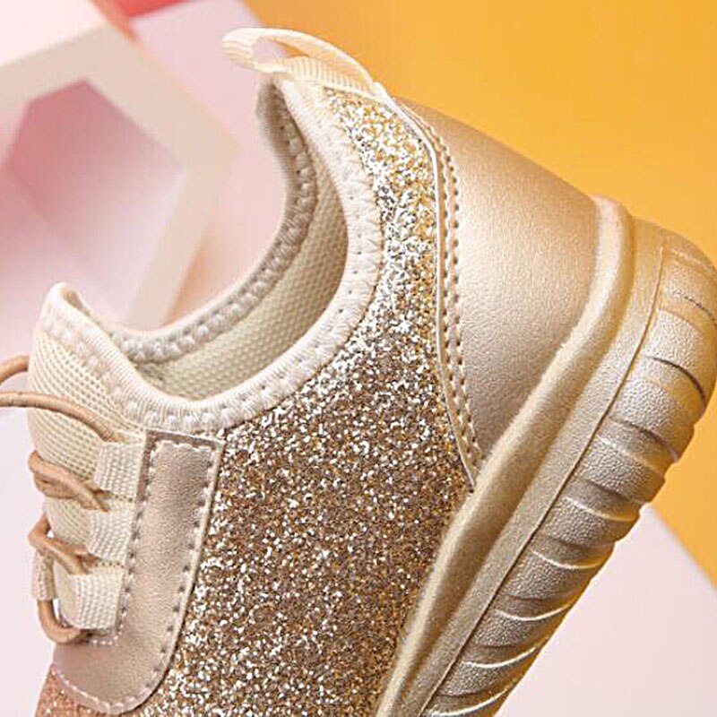 Mhyons kindersportschoenen jongens meisjes kinderen goede casual schoenen sneakers glanzend goud kleur comfortabele kinderschoenen instappers