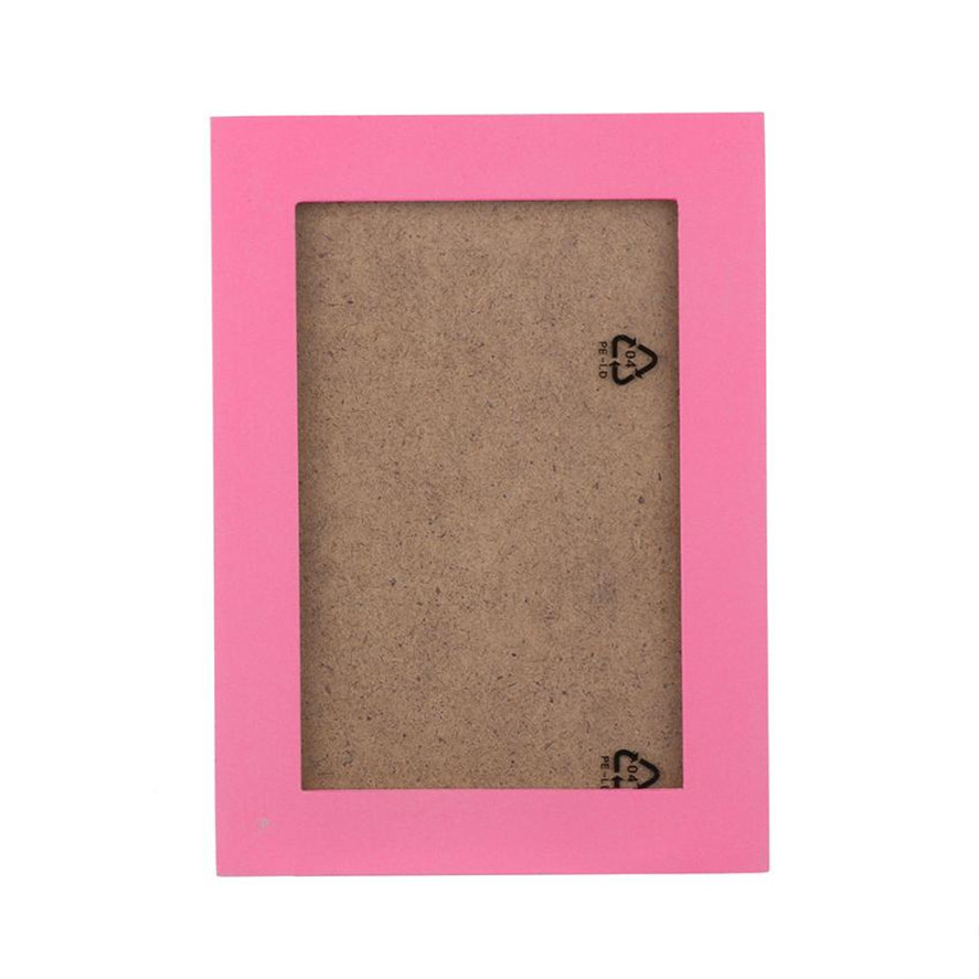 12 Colors Wood Photo Frame 15x11.5cm 1PC Simple Wooden Picture Frame Home Decor Wall Mounted Hanging Photo Frame 35: Hot pink