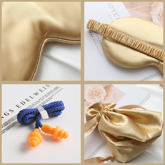 Sleeping Eye Mask Eyeshade Eyepatch Sleep Cover Blindfold Patch Nap Travel Relax Rest + Carrying Bag + Noise Reduction Earplugs