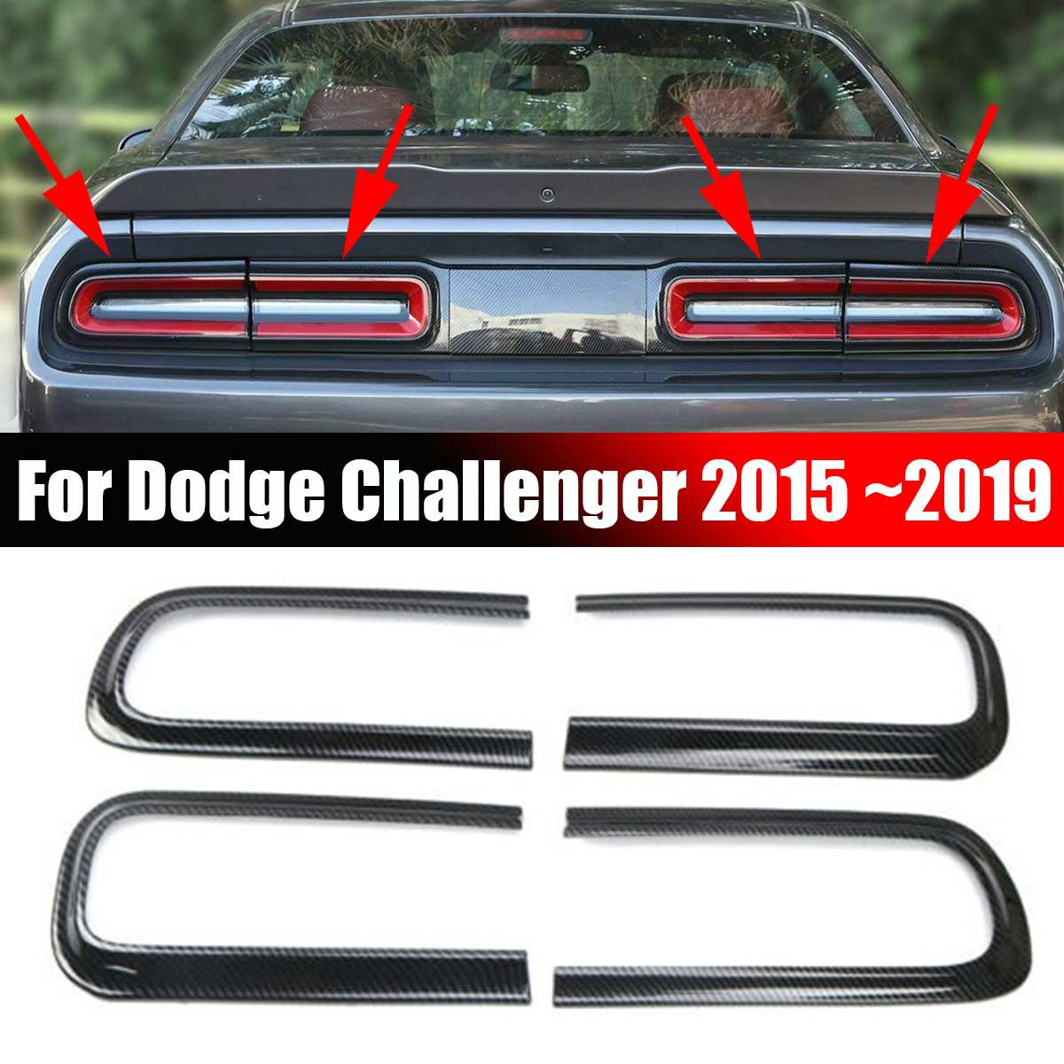 Achter Achterlicht Decoratie Koolstofvezel Stijl Achterlicht Lamp Cover Versieringen Voor Dodge Challenger