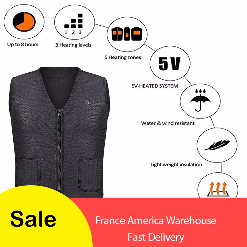 Mannen Vrouwen Outdoor USB Infrarood Verwarming Vest Jas Winter Flexibele Elektrische Thermische Kleding Vest Vissen Wandelen