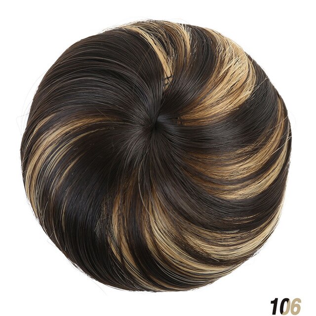 Buqi-extensiones de pelo corto y liso para mujer, moños resistentes al calor, Clip sintético de , accesorios para el cabello: 106