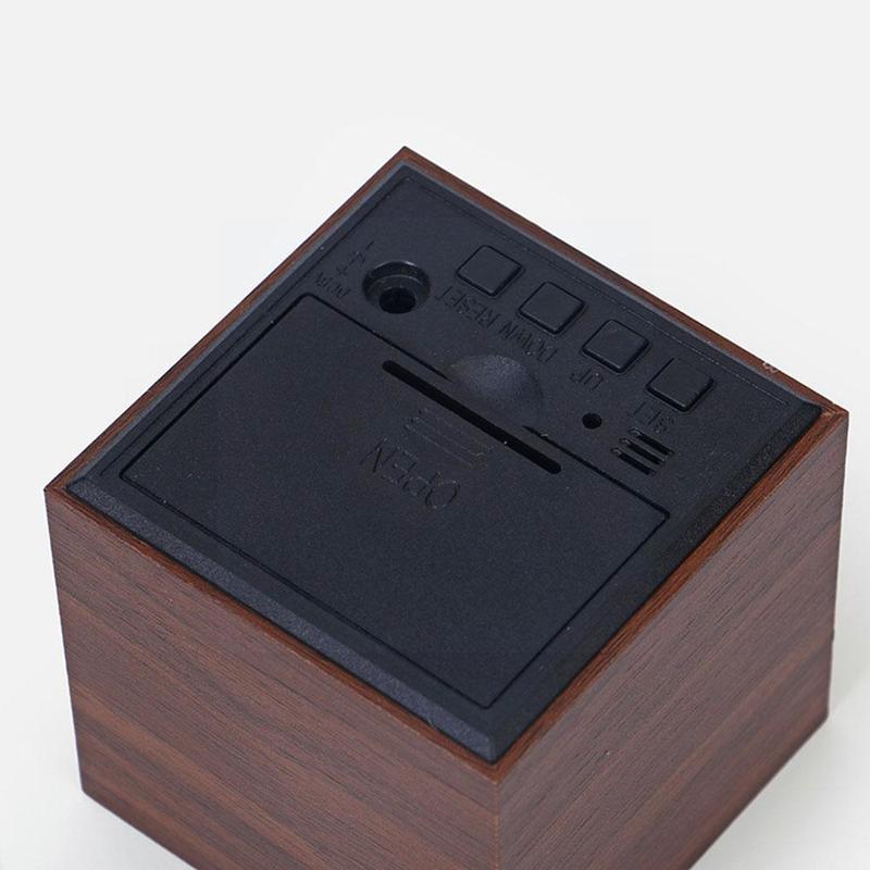 Reloj despertador de madera con cubo LED, alarma Digital con Control de sonido, temperatura 24 o 24 modos, pantalla de hora, 12 C4L3