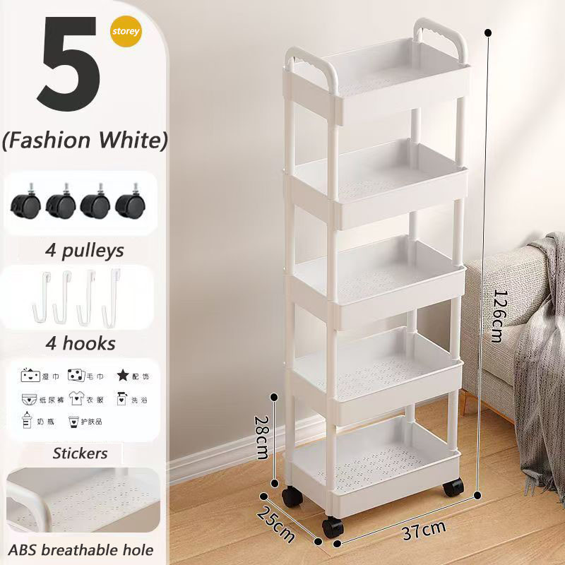Trolley Rack Kitchen Floor Bedroom Multi-Layer Baby Snacks Mobile Bathroom Bathroom Storage Storage Rack: green