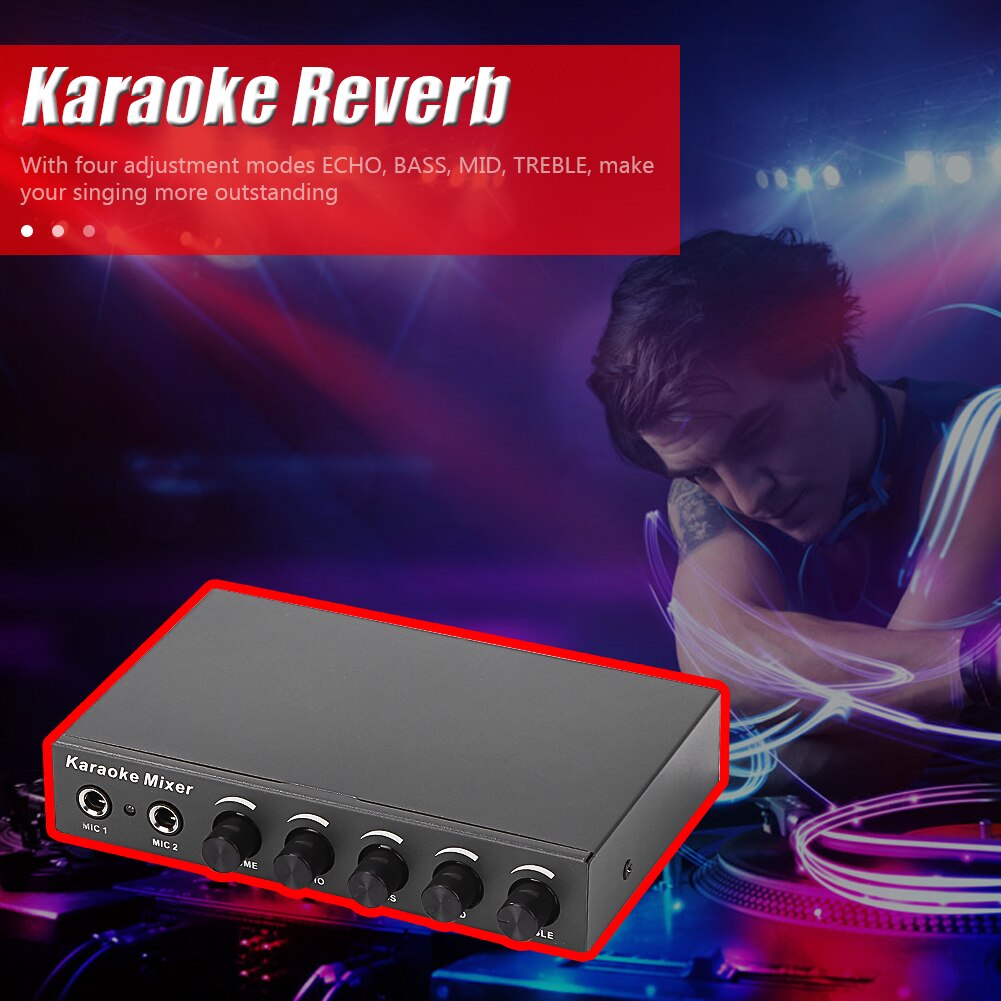 Portable Audio Karaoke Mixer - 20Hz-20KHz Frequency Response - 6.5mm Mic Jack - 160x120x32mm