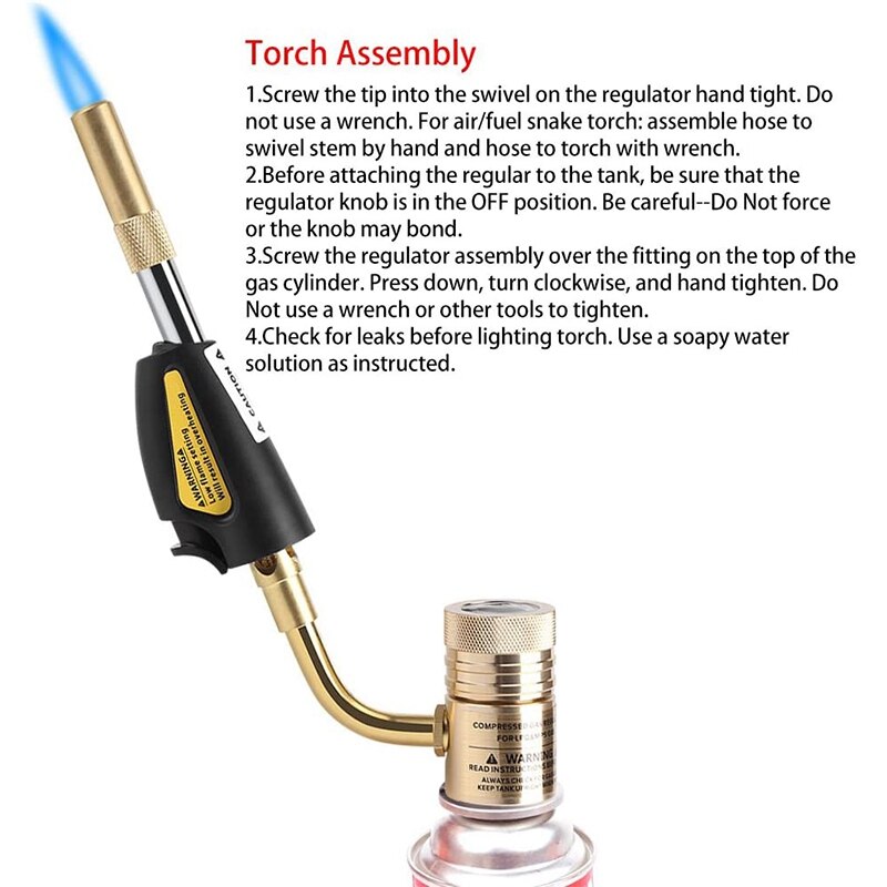 SHGO -Turbo Torch Tips Gas Self Ignition Turbo Torch Regulator Brazing Soldering Welding Plumbing Tool Home Accessory
